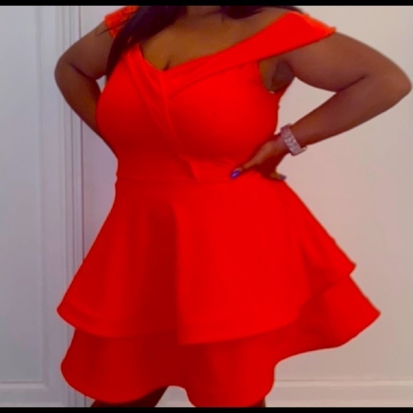 Forever 21 Burnt Orange Off-the-Shoulder Fit and Flare Dress- 2X - Picture 1 of 3